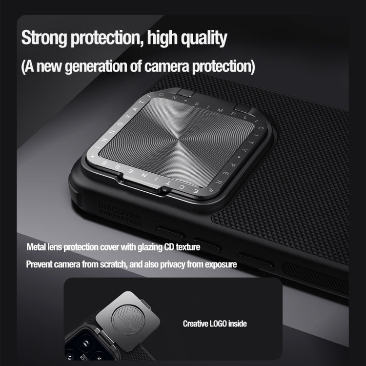 For Xiaomi 14 Pro NILLKIN Textured Prop Magnetic Lens Protection Holder Nylon Phone Case(Black)