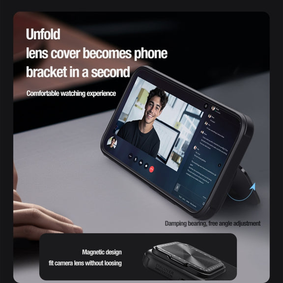 For Xiaomi 14 Pro NILLKIN Textured Prop Magnetic Lens Protection Holder Nylon Phone Case(Black)