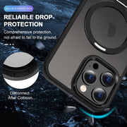 For iPhone 13 Pro Max Skin-feel MagSafe Holder PC Hybrid TPU Phone Case(Black)