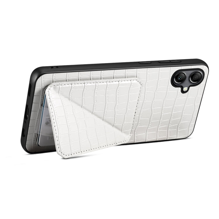 For Samsung Galaxy A32 5G Denior Imitation Crocodile Leather Back Phone Case with Holder(White)