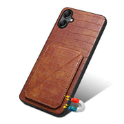 For Samsung Galaxy S23 5G Denior Imitation Crocodile Leather Back Phone Case with Holder(Brown)