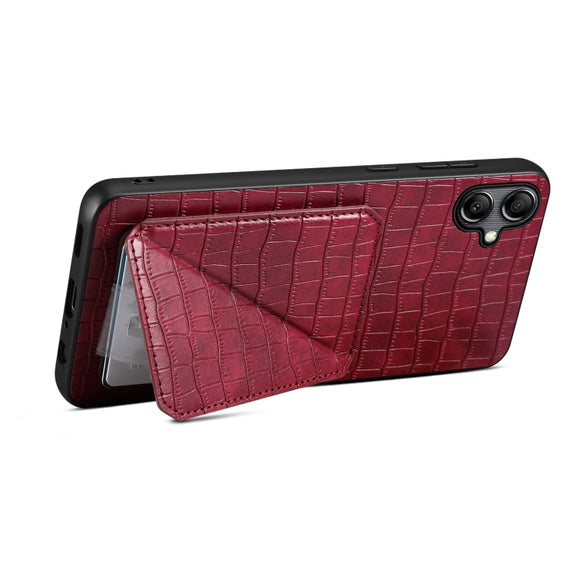 For Samsung Galaxy S23 FE 5G Denior Imitation Crocodile Leather Back Phone Case with Holder(Rose Red)