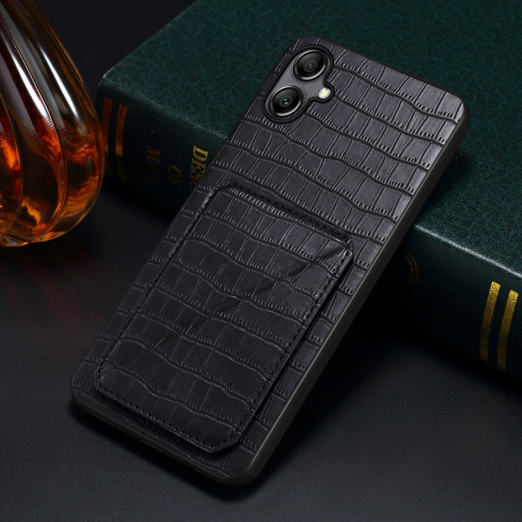 For Samsung Galaxy S23+ 5G Denior Imitation Crocodile Leather Back Phone Case with Holder(Black)