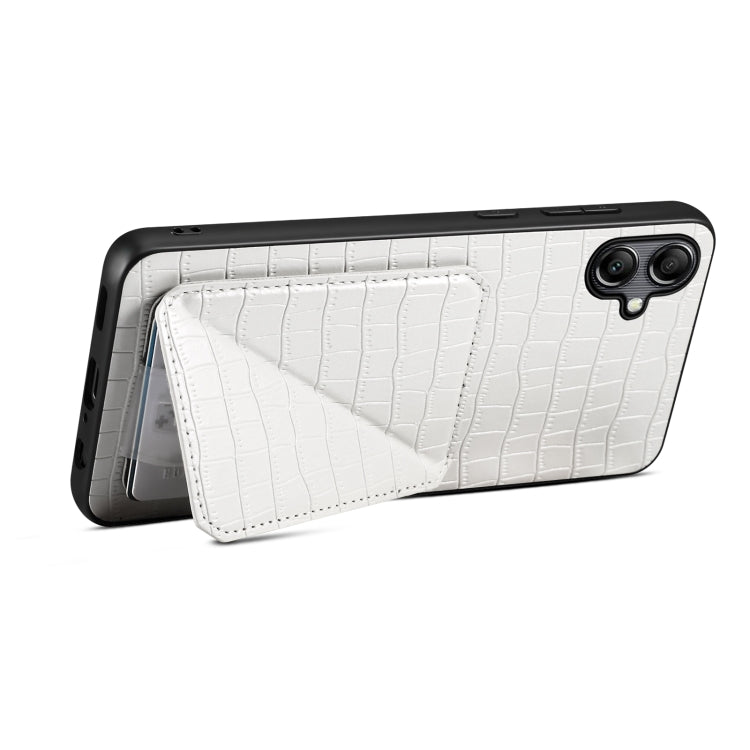 For Samsung Galaxy S23+ 5G Denior Imitation Crocodile Leather Back Phone Case with Holder(White)