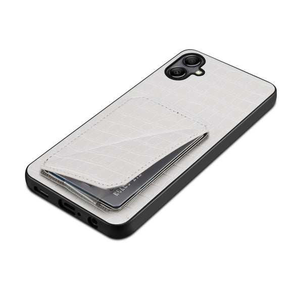 For Samsung Galaxy S23+ 5G Denior Imitation Crocodile Leather Back Phone Case with Holder(White)