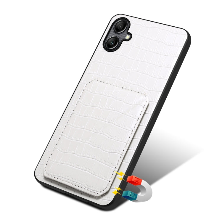 For Samsung Galaxy S23+ 5G Denior Imitation Crocodile Leather Back Phone Case with Holder(White)