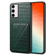 For Samsung Galaxy S24 5G Denior Imitation Crocodile Leather Back Phone Case with Holder(Green)