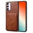 For Samsung Galaxy S24 5G Denior Imitation Crocodile Leather Back Phone Case with Holder(Brown) - free shipping - PMC TechLife - Order now!