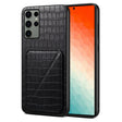 For Samsung Galaxy S24 Ultra 5G Denior Imitation Crocodile Leather Back Phone Case with Holder(Black) - Galaxy S24 Ultra 5G Cases by Denior | Online Shopping South Africa | PMC TechLife | Buy Now Pay Later Mobicred