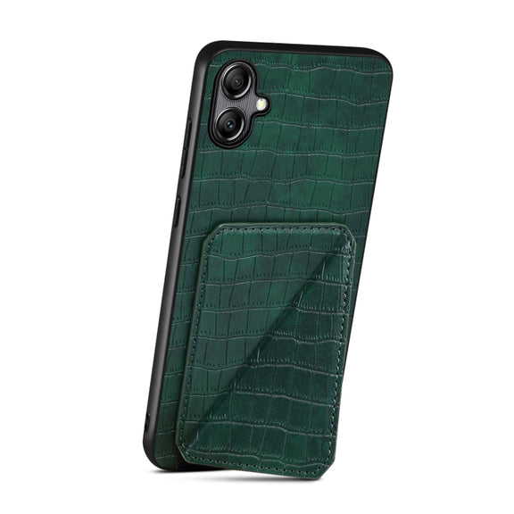 For Samsung Galaxy A34 5G Denior Imitation Crocodile Leather Back Phone Case with Holder(Green)