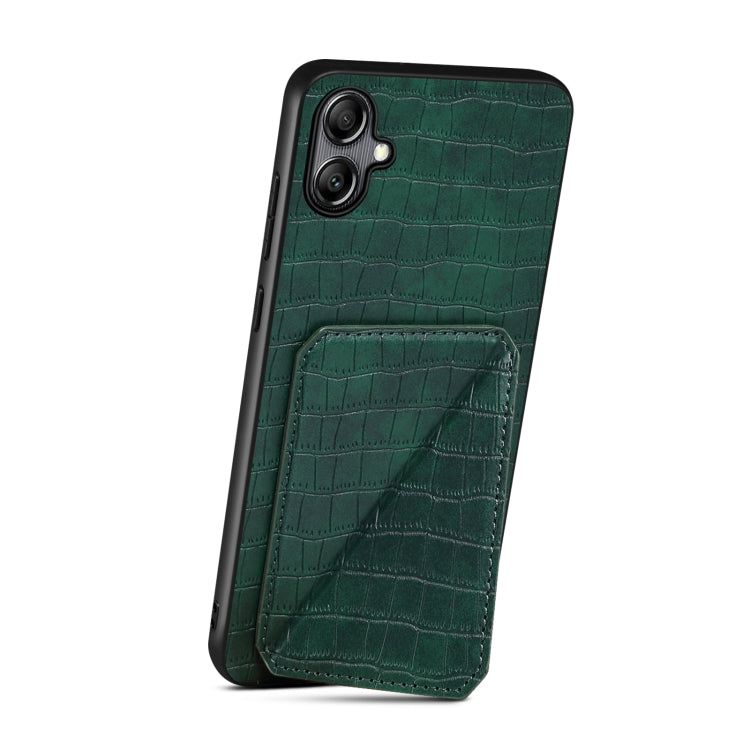 For Samsung Galaxy A34 5G Denior Imitation Crocodile Leather Back Phone Case with Holder(Green)