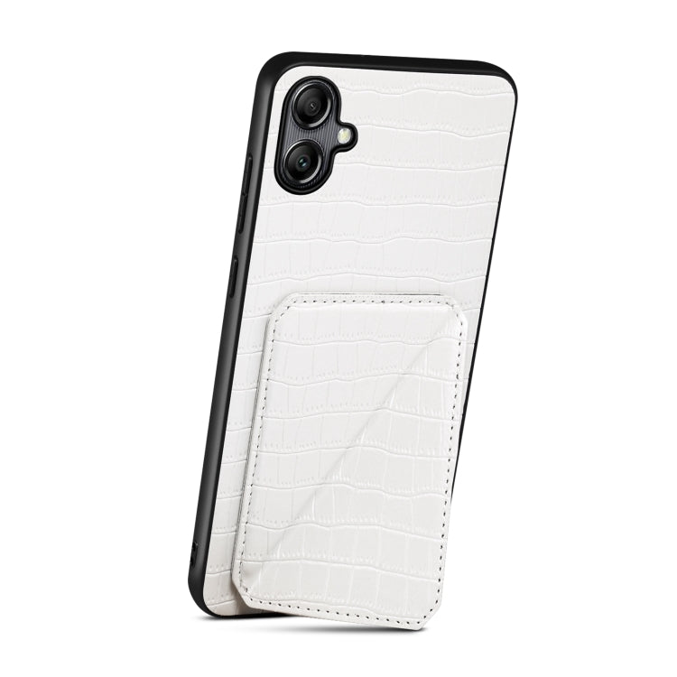 For Samsung Galaxy A34 5G Denior Imitation Crocodile Leather Back Phone Case with Holder(White)
