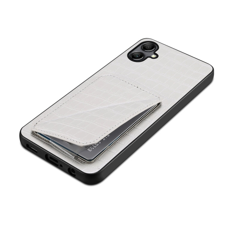 For Samsung Galaxy A34 5G Denior Imitation Crocodile Leather Back Phone Case with Holder(White)