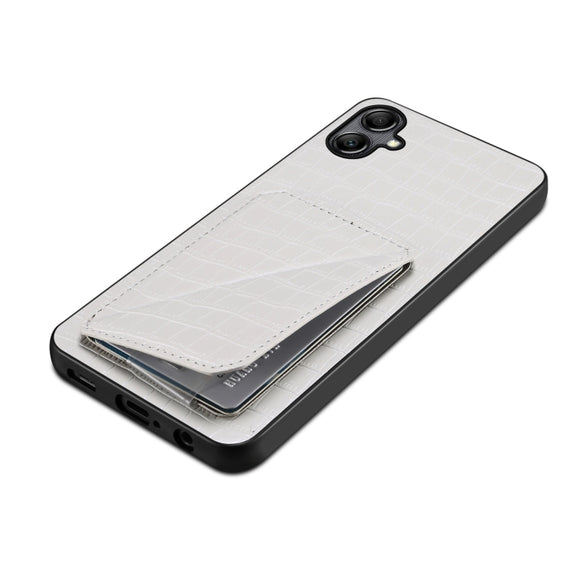 For Samsung Galaxy A34 5G Denior Imitation Crocodile Leather Back Phone Case with Holder(White)