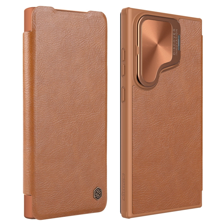 For Samsung Galaxy S24+ 5G NILLKIN Qin Prop Series Flip Camera Cover Design Leather Phone Case(Brown)