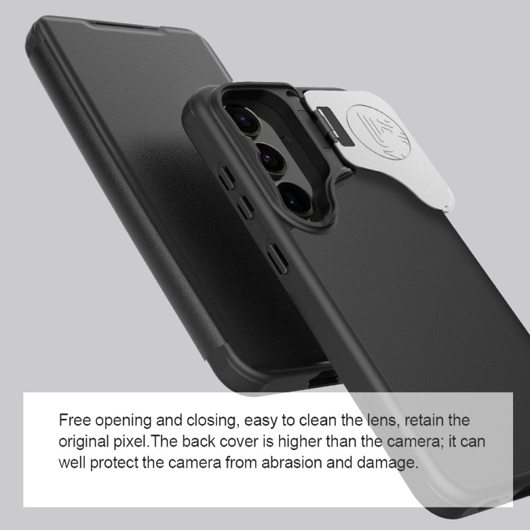 For Samsung Galaxy S24+ 5G NILLKIN Qin Prop Series Flip Camera Cover Design Leather Phone Case(Black)