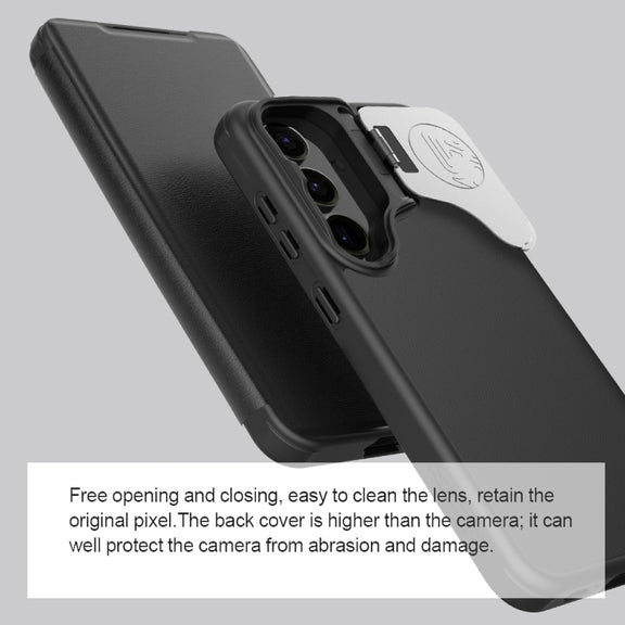 For Samsung Galaxy S24+ 5G NILLKIN Qin Prop Series Flip Camera Cover Design Leather Phone Case(Black)