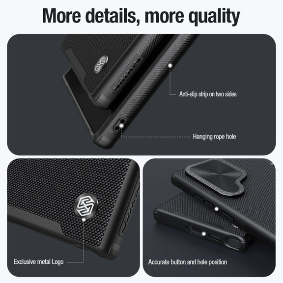 For Samsung Galaxy S24 Ultra 5G NILLKIN Textured Prop Camera Cover Holder Design Nylon Phone Case(Black)