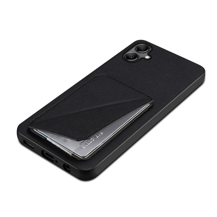 For Samsung Galaxy A24 Denior Imitation Calf Leather Back Phone Case with Holder(Black)