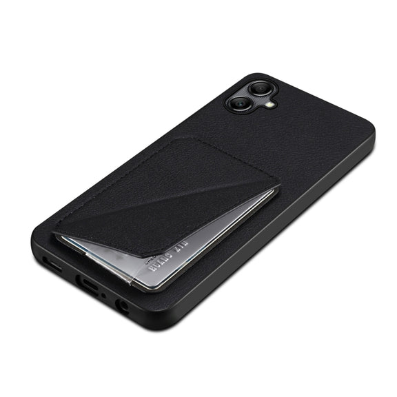 For Samsung Galaxy A24 Denior Imitation Calf Leather Back Phone Case with Holder(Black)