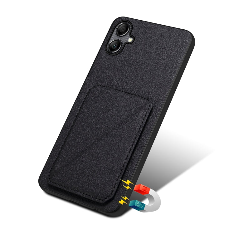 For Samsung Galaxy A24 Denior Imitation Calf Leather Back Phone Case with Holder(Black)