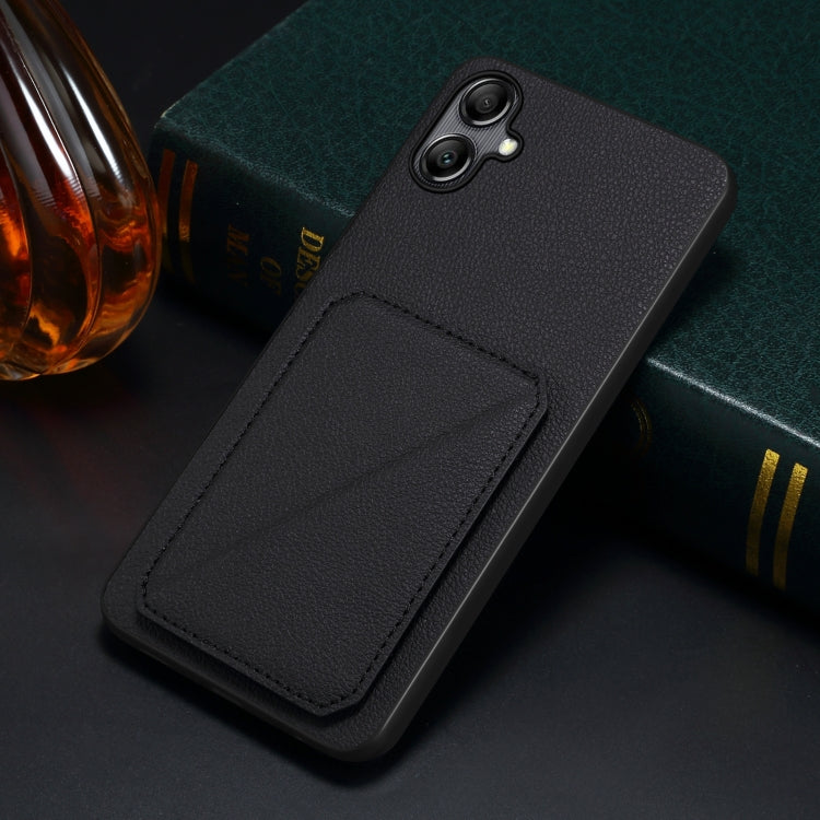 For Samsung Galaxy A24 Denior Imitation Calf Leather Back Phone Case with Holder(Black)