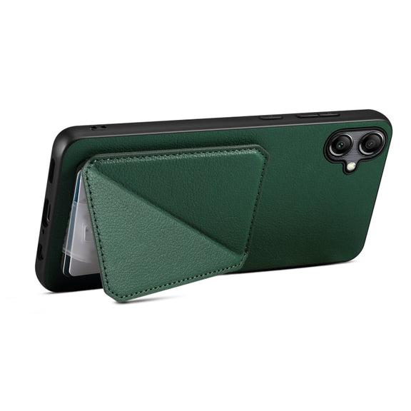 For Samsung Galaxy S23 5G Denior Imitation Calf Leather Back Phone Case with Holder(Green)
