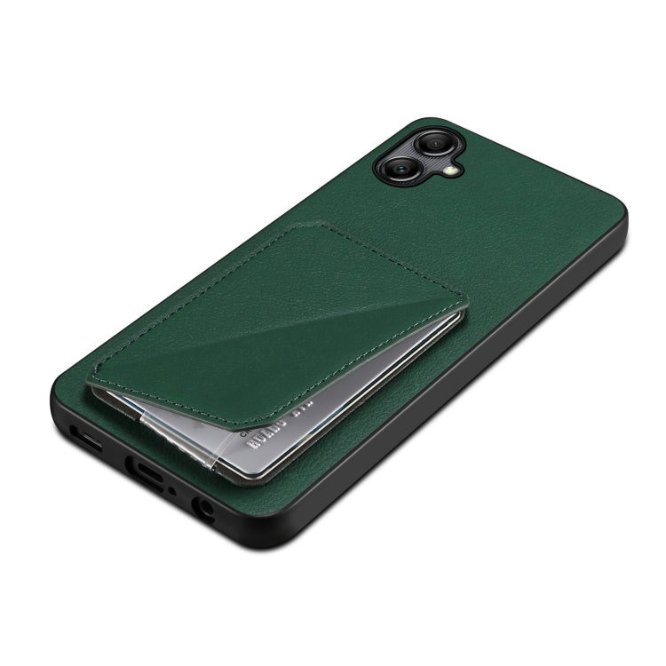 For Samsung Galaxy S23 5G Denior Imitation Calf Leather Back Phone Case with Holder(Green)