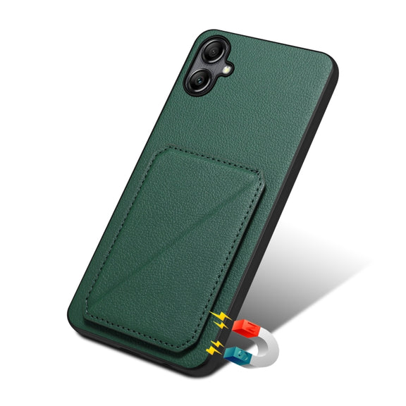 For Samsung Galaxy S23 5G Denior Imitation Calf Leather Back Phone Case with Holder(Green)