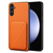 For Samsung Galaxy S23 FE 5G Denior Imitation Calf Leather Back Phone Case with Holder(Orange)