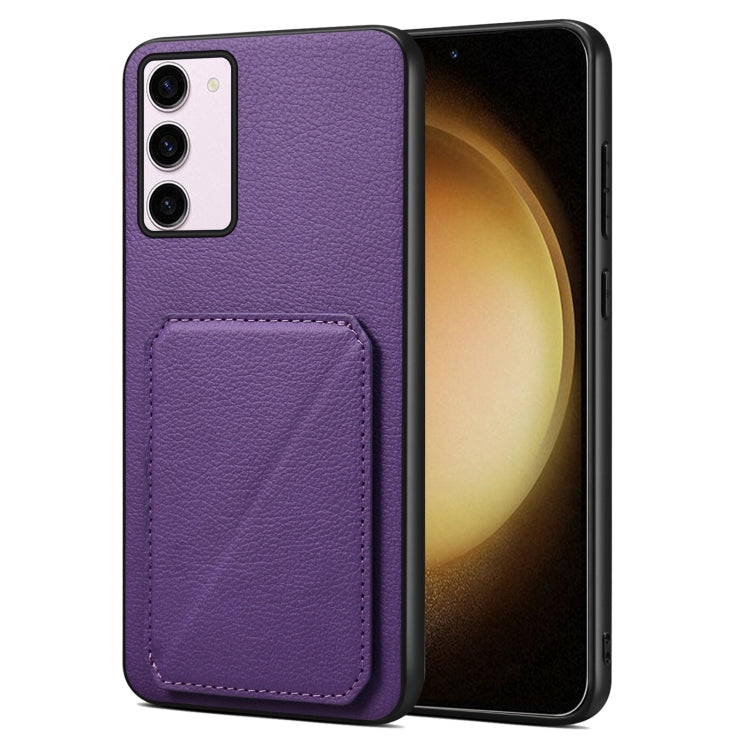 For Samsung Galaxy S23+ 5G Denior Imitation Calf Leather Back Phone Case with Holder(Purple)