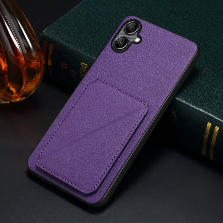For Samsung Galaxy S23+ 5G Denior Imitation Calf Leather Back Phone Case with Holder(Purple)
