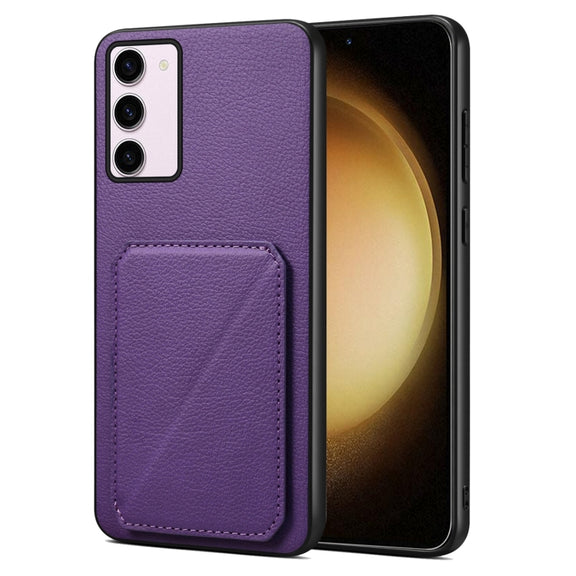For Samsung Galaxy S23+ 5G Denior Imitation Calf Leather Back Phone Case with Holder(Purple)