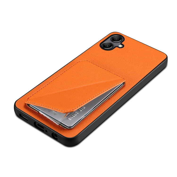 For Samsung Galaxy S23+ 5G Denior Imitation Calf Leather Back Phone Case with Holder(Orange)