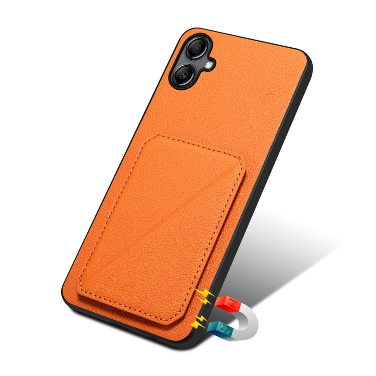 For Samsung Galaxy S23+ 5G Denior Imitation Calf Leather Back Phone Case with Holder(Orange)