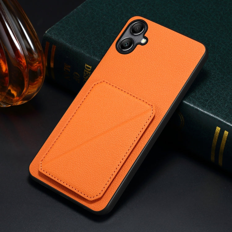For Samsung Galaxy S24+ 5G Denior Imitation Calf Leather Back Phone Case with Holder(Orange)