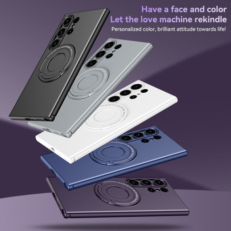 For Samsung Galaxy S24+ 5G Matte Magsafe Magnetic Phone Case with Trolley Holder(Grey)