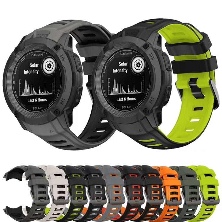 Compatible with Garmin Instinct 2X Two Color Silicone Watch Band(Black)