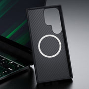 For Samsung Galaxy S24 5G Magsafe Magnetic Plain Leather Phone Case(Black)
