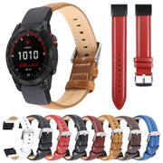 Compatible with Garmin Fenix 7 22mm Plain Weave Genuine Leather Watch Band(Brown)