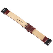 Compatible with Garmin Fenix 7X 26mm Plain Weave Genuine Leather Watch Band(Wine Red)