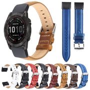 Compatible with Garmin Fenix 7X 26mm Plain Weave Genuine Leather Watch Band(Wine Red)