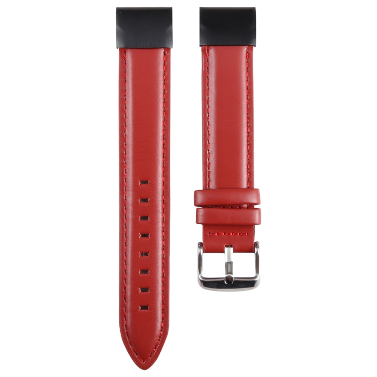 Compatible with Garmin Fenix 7 22mm Bamboo Joint Texture Genuine Leather Watch Band(Red)