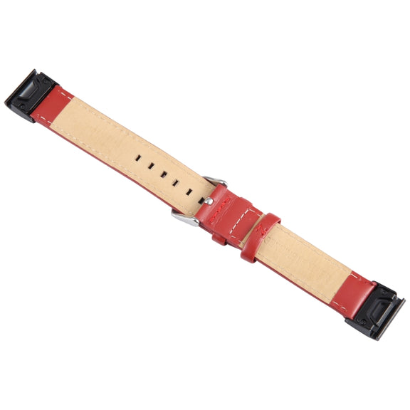 Compatible with Garmin Fenix 7X 26mm Bamboo Joint Texture Genuine Leather Watch Band(Red)