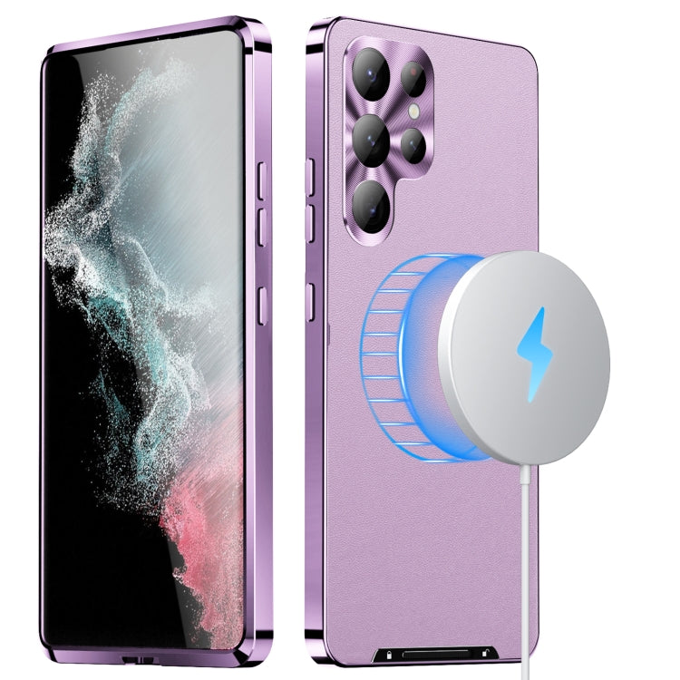 For Samsung Galaxy S23 Ultra 5G MagSafe Magnetic Plain Metal Phone Case(Purple)