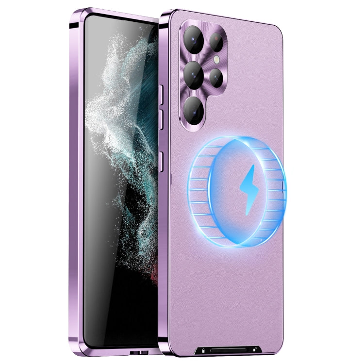 For Samsung Galaxy S23 Ultra 5G MagSafe Magnetic Plain Metal Phone Case(Purple)