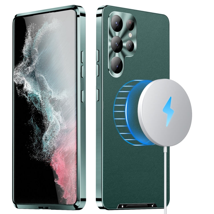 For Samsung Galaxy S24 Ultra 5G MagSafe Magnetic Plain Metal Phone Case(Green)