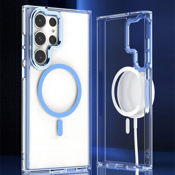 For Samsung Galaxy S24 Ulltra 5G MagSafe Magnetic Clear Phone Case(Blue)