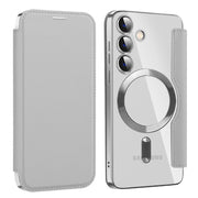For Samsung Galaxy S24 5G MagSafe Magnetic RFID Anti-theft Leather Phone Case(Grey)