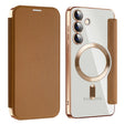 For Samsung Galaxy S24+ 5G MagSafe Magnetic RFID Anti-theft Leather Phone Case(Brown) - Galaxy S24+ 5G Cases by PMC TechLife | Online Shopping South Africa | PMC TechLife